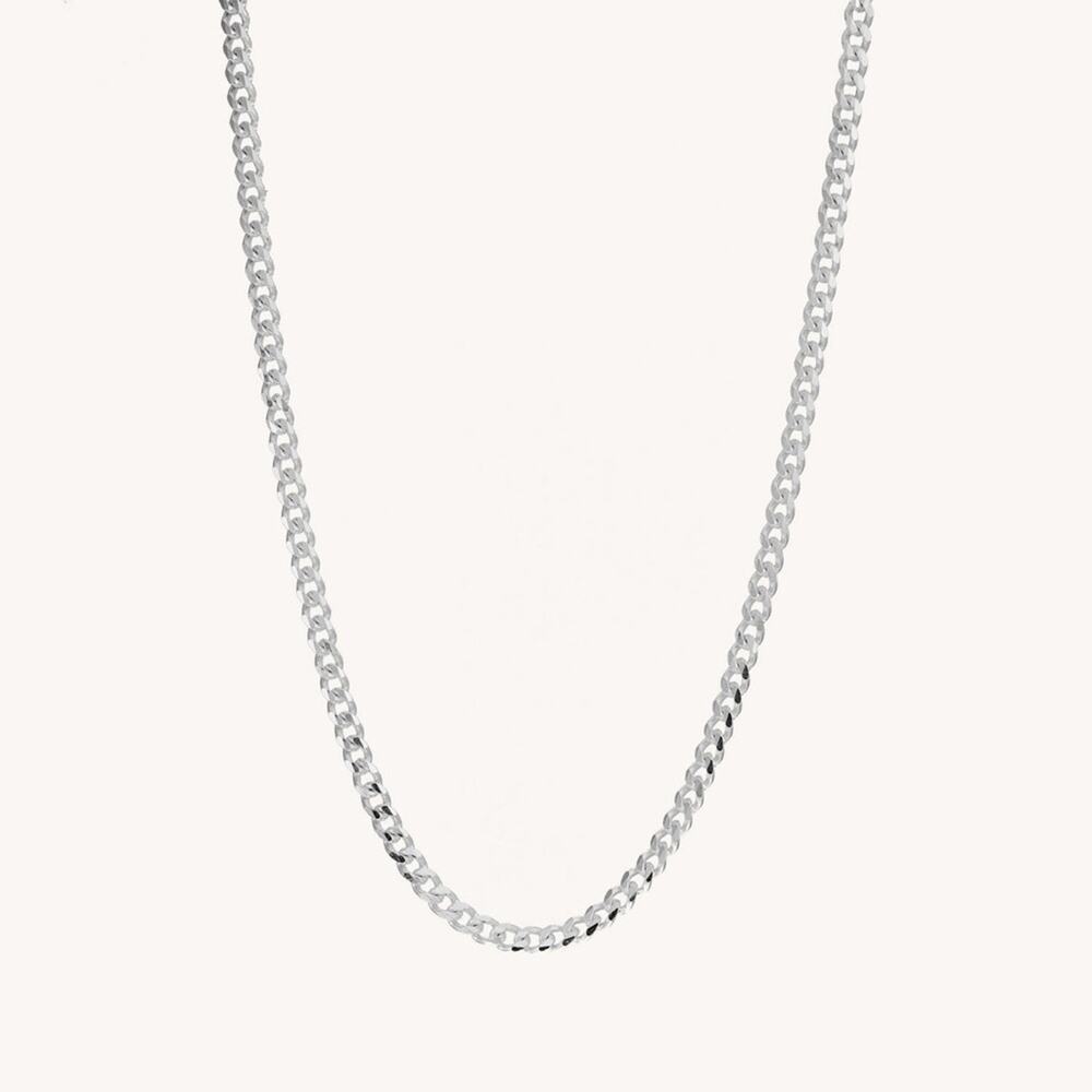 NEW NYC STERLING .925 Solid Silver 18” Chain Cuban Link Diamond Cut Necklace